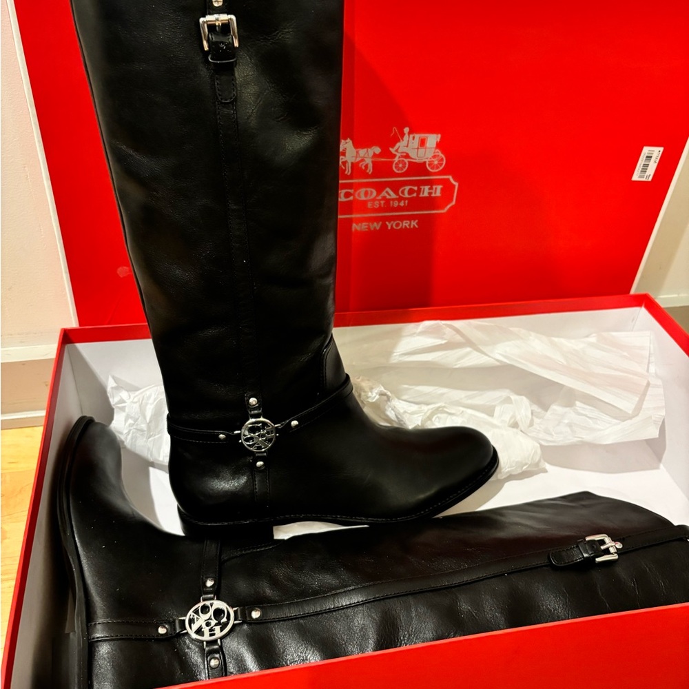 Brand New in Box COACH Mulan Calf Black Boots 9.5